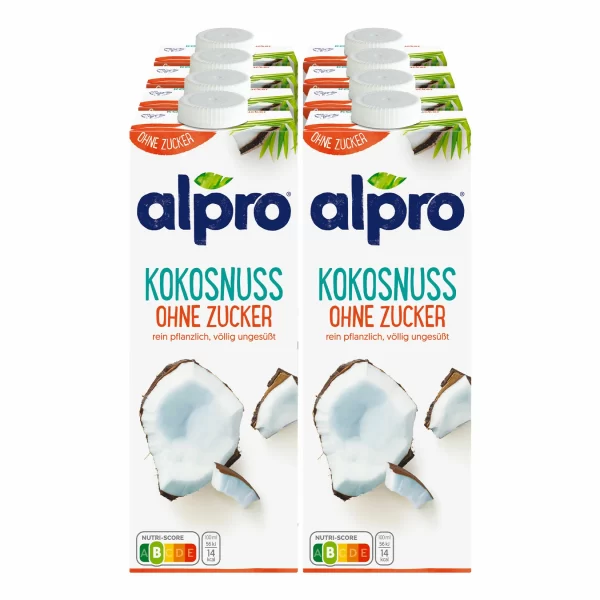 Alpro Kokosnussdrink Ohne Zucker 1 Liter, 8er Pack 1