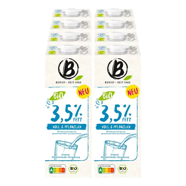 Berief Bio Drink 3,5% Fett – Voll & Pflanzlich 1 Liter, 8er Pack 1