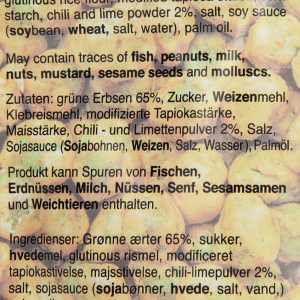 Khao Shong Chili 'n Lime Green Peas, grüne Erbsen mit Chili & Limette überzogen, knackiger Snack im fruchtig-scharfen Teigmantel, fettärmere Alternative zu Nüssen, 1 x 120 g Standbeutel 9