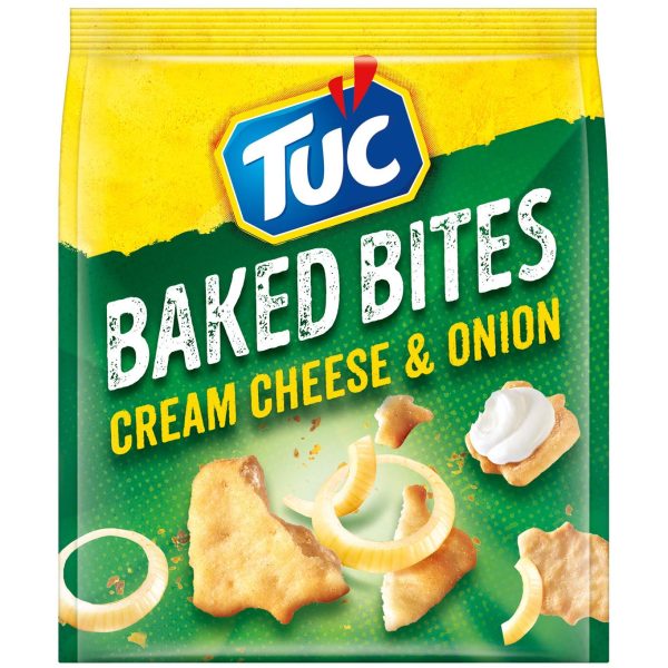 TUC Baked Bites Cream Cheese & Onion 6 x 110g I Salzgebäck Großpackung I Cracker mit Sauerrahm-Zwiebel-Geschmack I TUC Mini-Cracker 2