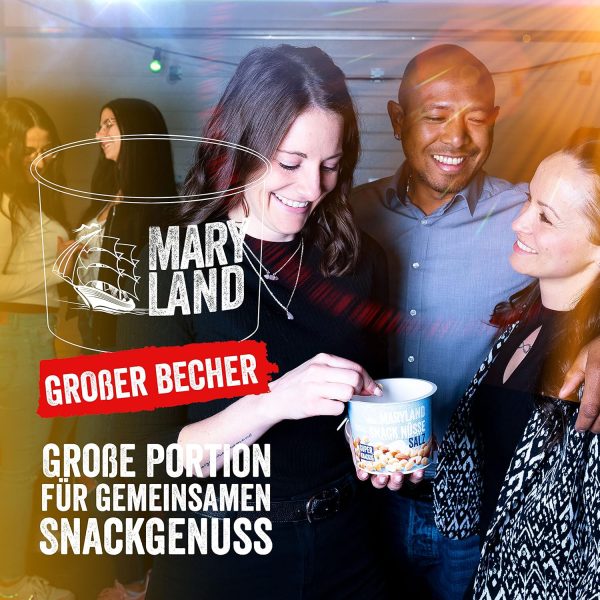 Maryland Snack Nüsse Chili 275g Becher – Knackig-scharf gewürzte Nussmischung mit gerösteten Erdnüssen, Cashewkernen und Mandeln – Chili-scharfer Mix in wiederverschließbarem Becher (1 x 275g) 4