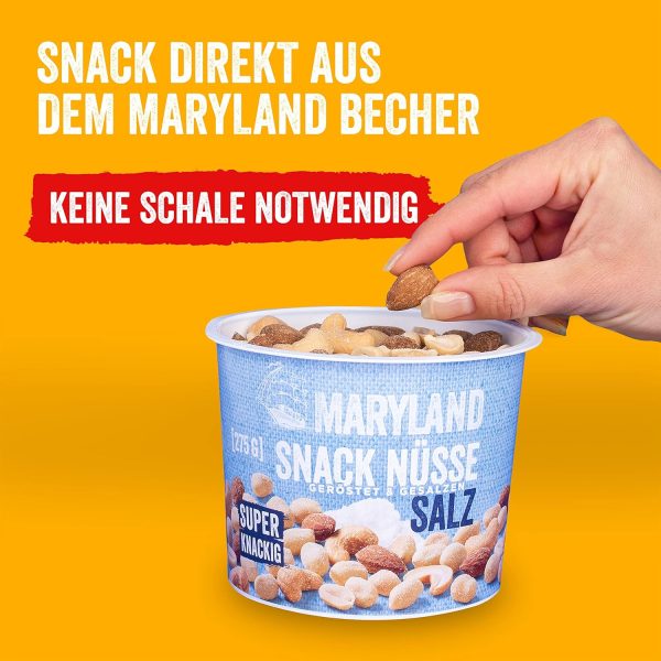 Maryland Snack Nüsse Chili 275g Becher – Knackig-scharf gewürzte Nussmischung mit gerösteten Erdnüssen, Cashewkernen und Mandeln – Chili-scharfer Mix in wiederverschließbarem Becher (1 x 275g) 5
