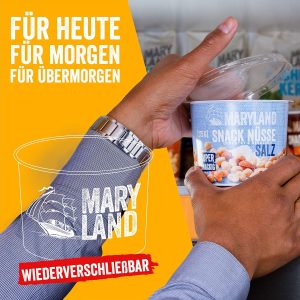 Maryland Snack Nüsse Chili 275g Becher – Knackig-scharf gewürzte Nussmischung mit gerösteten Erdnüssen, Cashewkernen und Mandeln – Chili-scharfer Mix in wiederverschließbarem Becher (1 x 275g) 16