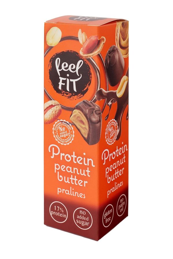 Feel FIT Protein Erdnussbutter-Pralinen in hochwertiger Milchschokolade, ohne Zuckerzusatz, 17% Eiweiß, glutenfrei 33 g (1 Packung) 1