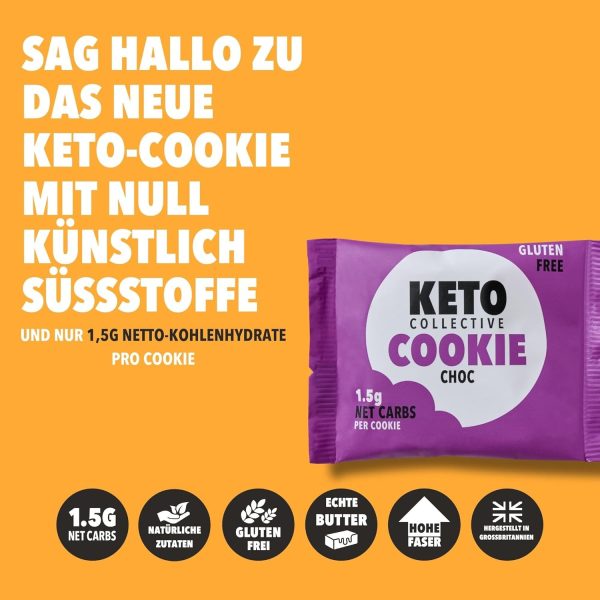 Keto Collective Keto Cookies I 1,5g Netto-Kohlenhydrate I 30g x 12 I Keto Snacks I Zuckerminder I Mit echter Butter zubereitet I Hoher Ballaststoffgehalt I Kohlenhydratarme Snacks, Glutenfreie Kekse 6