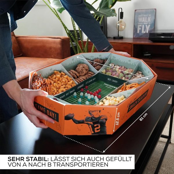 40YARDS American Football Snack Stadium – Großes XXL Snack Stadion (61 x 43 cm): Super Snackstadion als Deko für Football Bowl Party oder als Geschenk (wiederverwendbar) 3