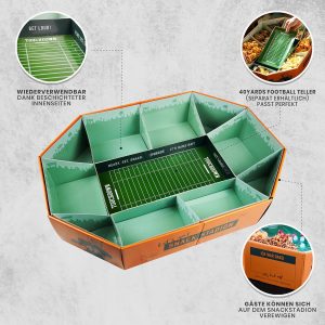 40YARDS American Football Snack Stadium – Großes XXL Snack Stadion (61 x 43 cm): Super Snackstadion als Deko für Football Bowl Party oder als Geschenk (wiederverwendbar) 14