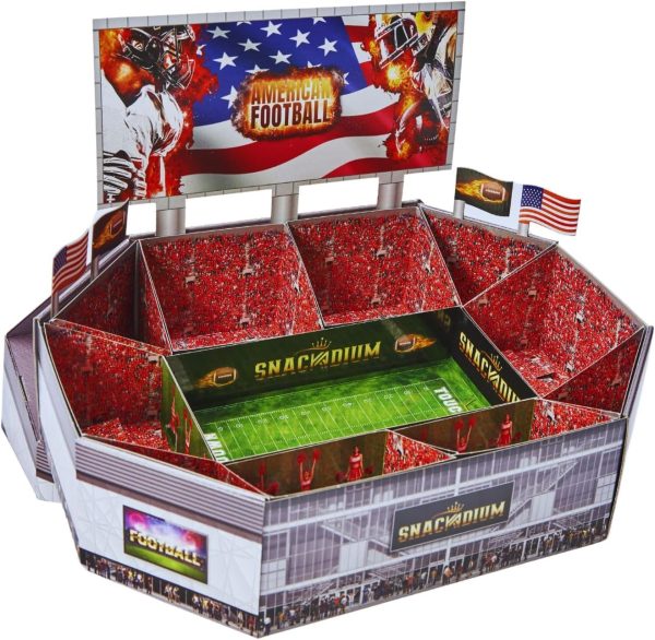 SNACKADIUM PRO - XXL SNACKSTADION für American Football Fans, AUFGEBAUT - Ready für Dein Gameday,Geschenk zum Super Bowl, Geburtstag, Snackstadium passend zur NFL (Teamfarbe Rot) 1