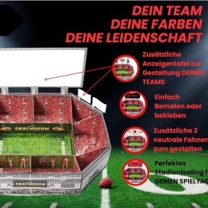 SNACKADIUM PRO - XXL SNACKSTADION für American Football Fans, AUFGEBAUT - Ready für Dein Gameday,Geschenk zum Super Bowl, Geburtstag, Snackstadium passend zur NFL (Teamfarbe Rot) 8